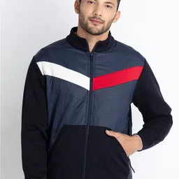 Status Quo Colourblocked Open-Front Cotton Sweatshirt-picture-11