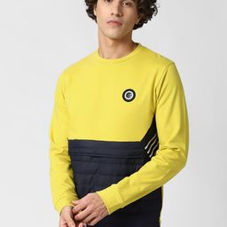 Peter England Casuals Men Yellow Colourblocked Sweatshirt-picture-30