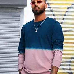 The Souled Store Men Pink And Blue Colourblocked Sweatshirt-image-45