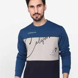 Steele Colourblocked Round Neck Pullover Cotton Sweatshirt-picture-52