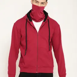 PUNK Men Red Solid Hooded Sweatshirt-picture-32