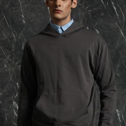 Breakbounce Grey Relaxed Fit Cotton Hooded Pullover-image-60