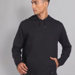 AD By Arvind Hooded Kangaroo Pocket Cotton Pullover Sweatshirt-image-65