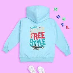 NUSYL Kids Typography Printed Hooded Fleece Sweatshirt-17