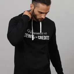 Campus Sutra Men Black Printed Hooded Sweatshirt-image-43
