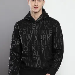 Calvin Klein Typography Printed Hooded Cotton Pullover-image-62
