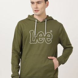 Lee Men Green Printed Hooded Sweatshirt-image-73