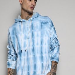 Campus Sutra White Tie & Dye Dyed Cotton Hooded Pullover Sweatshirt-image-103