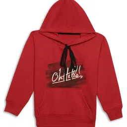 VIMAL JONNEY Kids Typography Printed Hooded Cotton Fleece Sweatshirt-38