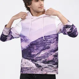 HIGHLANDER Men Purple Printed Hooded Sweatshirt-picture-14
