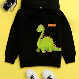 NUSYL Unisex Kids Black Printed Hooded Sweatshirt-image-81