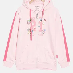 DIXCY SCOTT Slimz Girls Typography Printed Hood Straight Front-Open Hooded Sweatshirt-image-6