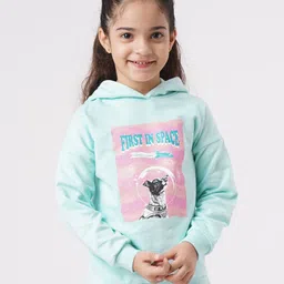 Ed-a-Mamma Girls Blue Printed Hooded Sweatshirt-image-63