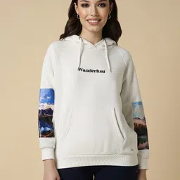 Allen Solly Woman Graphic Printed Hood Pullover Sweatshirt-image-52