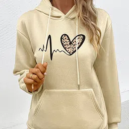 StyleCast Beige Graphic Printed Hooded Pullover-image-81