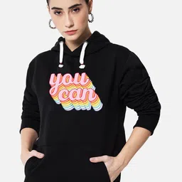 FFLIRTYGO Typography Printed Hooded Fleece Sweatshirt-image-16