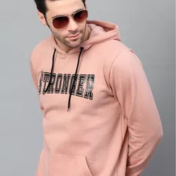 Rigo Men Pink Printed Hooded Sweatshirt-image-70