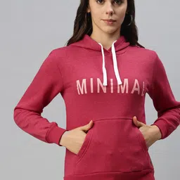 Campus Sutra Women Maroon & Pink Printed Hooded Sweatshirt-image-70