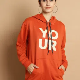 VIMAL JONNEY Typography Printed Hooded Pullover Fleece Sweatshirt-image-8