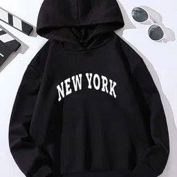 StyleCast Girls Black & White Typography Printed Hooded Pullover-image-74