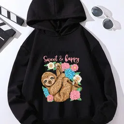 StyleCast Black Girls Typography Printed Hooded Long Sleeves Pullover-image-84