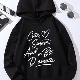 StyleCast Black Girls Typography Printed Hooded Long Sleeves Pullover-image-72