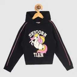 Lazy Shark Girls Black Printed Fleece Hooded Sweatshirt-15