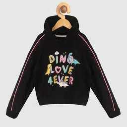 Lazy Shark Girls Black Printed Hooded Sweatshirt-72