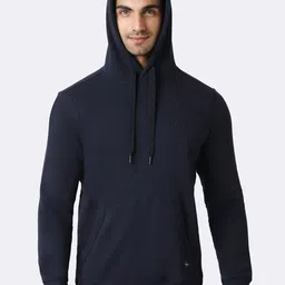 Van Heusen Men Navy Solid Hooded Neck Media Pocket Sweatshirt-image-73