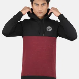 rock.it Men Black & Peach Colourblocked Hooded Sweatshirt-image-37