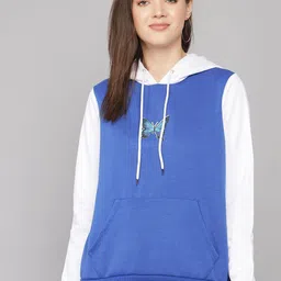 Kotty Women Multicoloured Colourblocked Fleece Hooded Sweatshirt-image-35