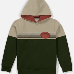 HELLCAT Boys Olive Green Colourblocked Hooded Sweatshirt-image-64