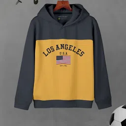 HELLCAT Boys Colourblocked Hooded Cotton Pullover-picture-26