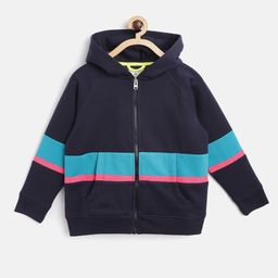 Cherry Crumble Boys and Girls Navy Blue Cut & Sew Rugged Colorblock Hoodie Sweatshirt-picture-24