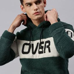 SHOWOFF Men Green Printed Cotton Hooded Sweatshirt-image-86