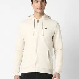 Peter England Casuals Men Beige Hooded Sweatshirt-image-39