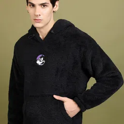 HIGHLANDER Self Design Over Sized Drop Shoulder Hooded Neck Pullover Sweatshirt-picture-22