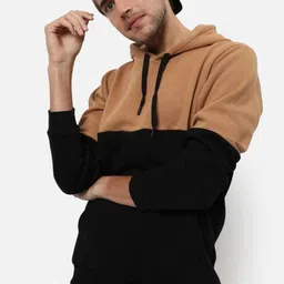 Campus Sutra Colourblocked Hooded Cotton Pullover-image-67