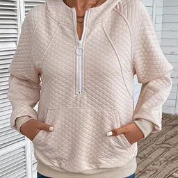 StyleCast Khaki Self Designed Hooded Pullover-image-15