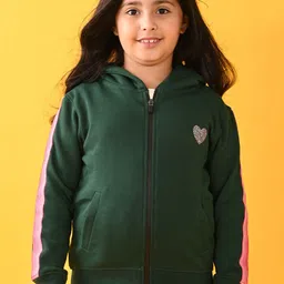 Anthrilo Girls Embellished Hooded Fleece Front-Open Sweatshirt-image-94