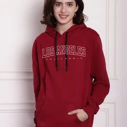 Imsa Moda Maroon Typography Hooded Sweatshirt-image-34