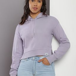 Calvin Klein Jeans Hooded Cotton Crop Sweatshirt-image-1