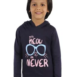 The Mom Store Kids Black Printed Hooded Cotton Sweatshirt-image-48