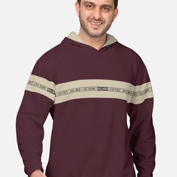 BULLMER Men Burgundy Hooded Sweatshirt-image-102