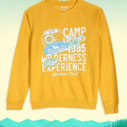RUF & TUF Boys Mustard Yellow Printed Pure Cotton Sweatshirt-image-36