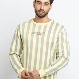 Status Quo Men Yellow Striped Cotton Sweatshirt-image-55