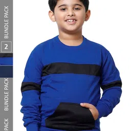 IndiWeaves Boys Pack Of 2 Colourblocked Fleece Sweatshirt-picture-33