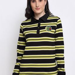 Club York Women Black & Yellow Striped Sweatshirt-image-92