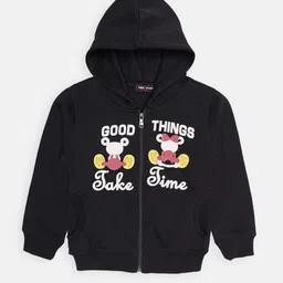 CHIMPRALA Girls Navy Blue Printed Cotton Hooded Sweatshirt-picture-41