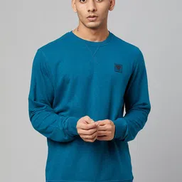 Club York Men Teal Round Neck Cotton Sweatshirt-image-30